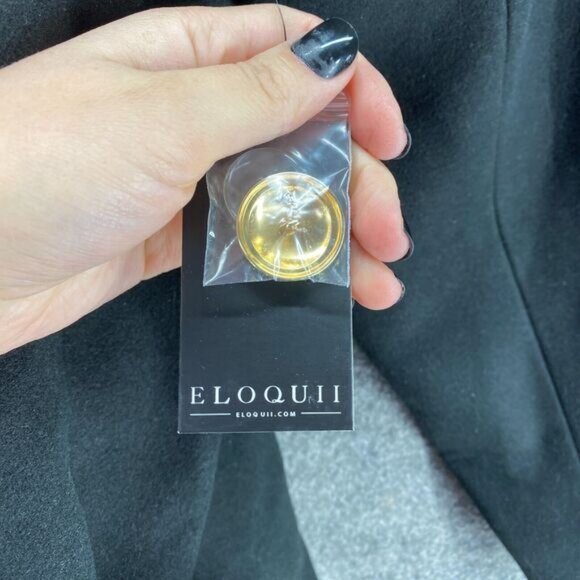 New Eloquii Jacket Women 18/20 Plus Black Crew Neck Long Sleeve Lined Button - Picture 8 of 11